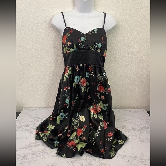 My Michelle Dresses & Skirts - My Michelle Floral Strappy Sun Slip Dress Black Juniors 5/6 Floral Goth Emo